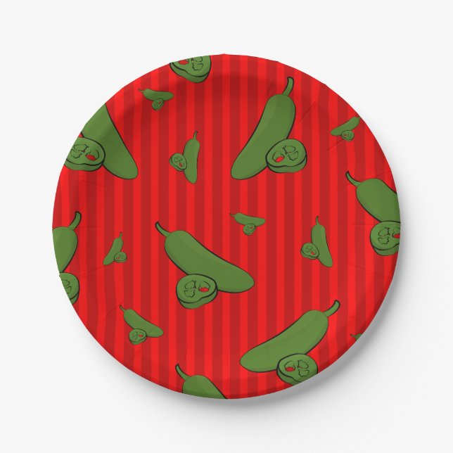 Jalapeno Illustration Paper Plate (Front)