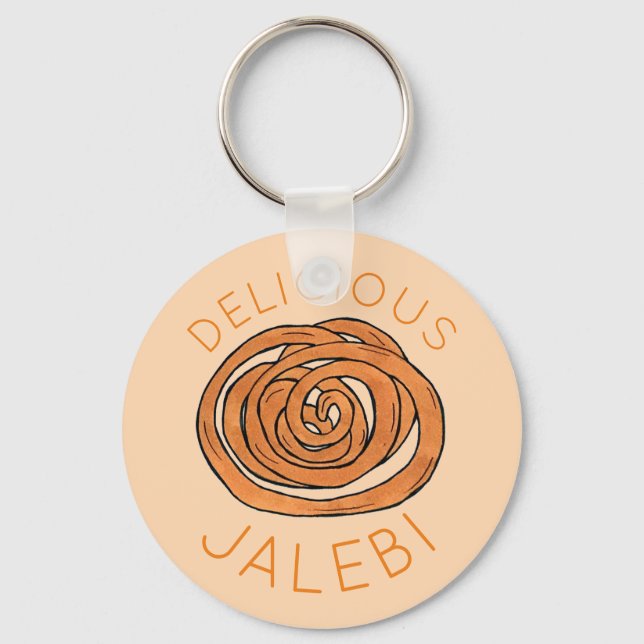 Jalebi South Asian Indian Mithai Sweet Snack Food Key Ring (Front)