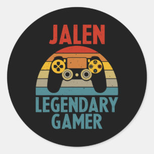 Jalen Gift Name Personalised Funny Gaming Geek Bir Classic Round Sticker