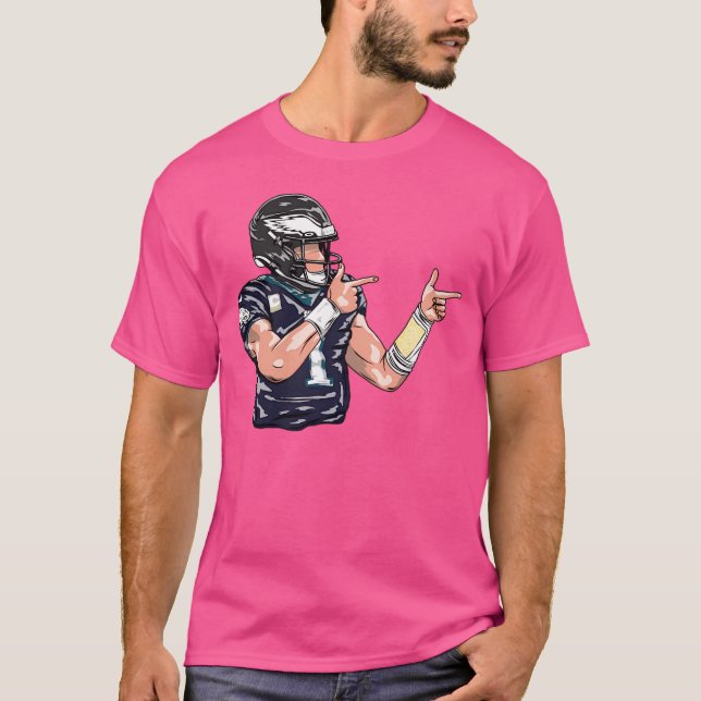 Jalen Hurts Celebration Cartoon Style T-Shirt (Front)