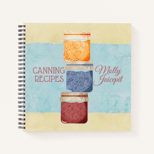 Jam jars home canning personalised cookbook recipe notebook (Front)