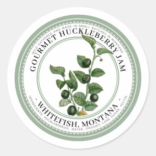 Jam Label with Native Huckleberries Illustration