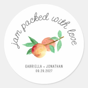 Jam Packed With Love Peach Jam Wedding Favour  Classic Round Sticker