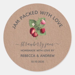 Jam Packed with Love Strawberry Jam Wedding Favour Classic Round Sticker
