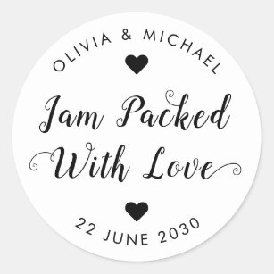 Jam Packed With Love Wedding Party Jam Jar Favour Classic Round Sticker