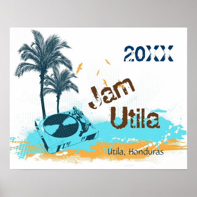 Jam Utila Honduras Tropical Concert Poster (Front)