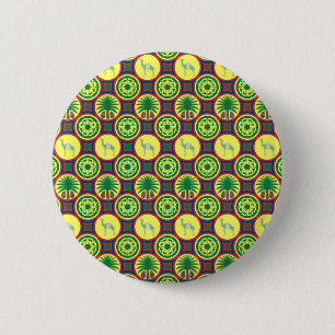 Jamahiri ® Libya Africa Pattern 6 Cm Round Badge