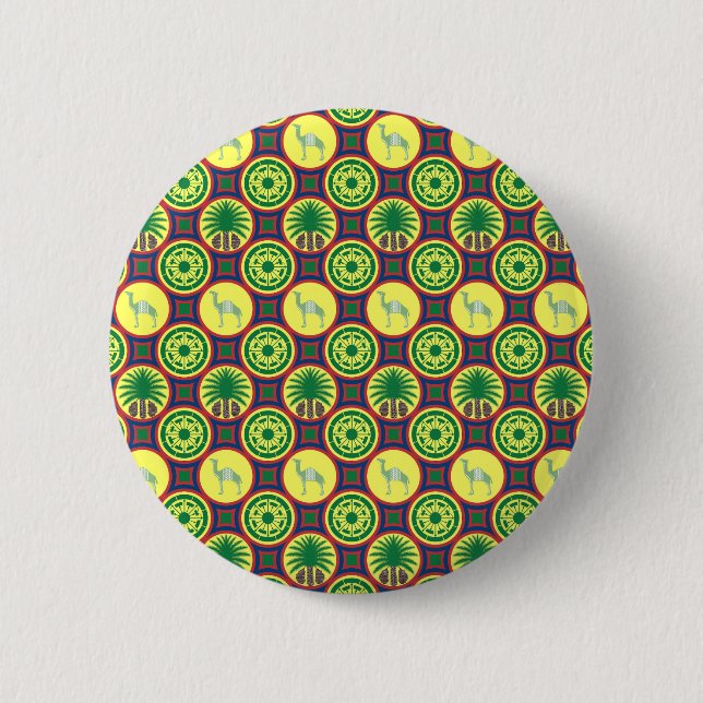 Jamahiri ® Libya | Africa Pattern 6 Cm Round Badge (Front)