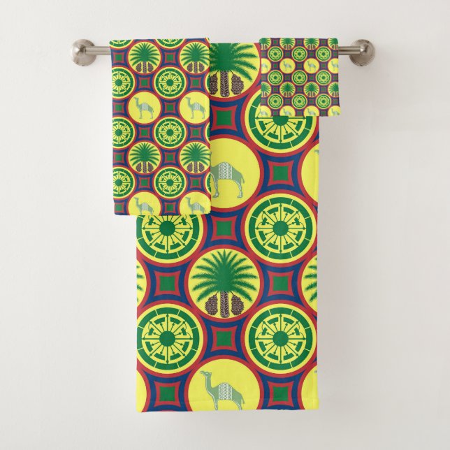 Jamahiri ® Libya | Africa Pattern Bath Towel Set (Insitu)