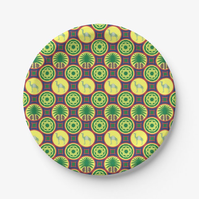 Jamahiri ® Libya | Africa Pattern  Paper Plate (Front)