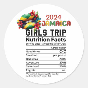 Jamaica 2024 Girls' Trip Celebrate Friendship  Classic Round Sticker