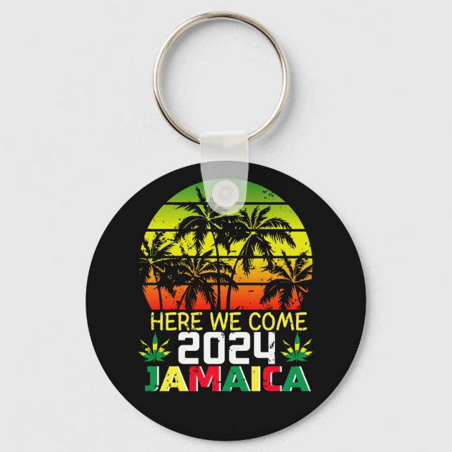 Jamaica 2024 Here We Come Circle Key Ring (Front)