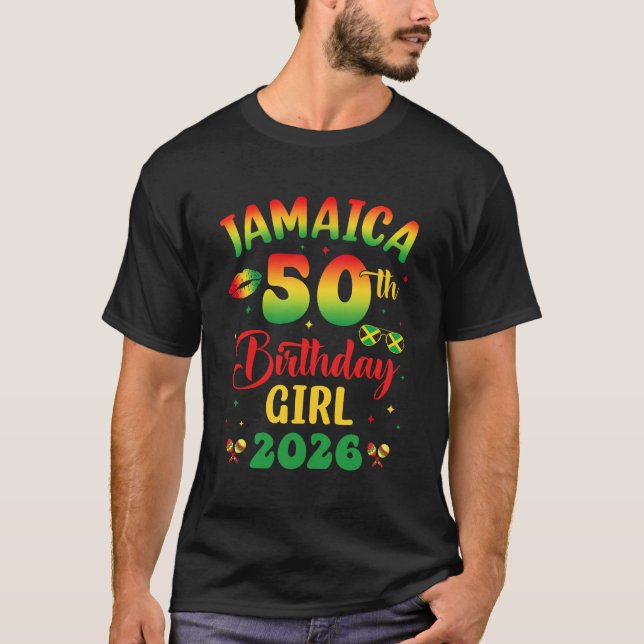 Jamaica 50th Birthday Girl 2026 Party Matching Gro T-Shirt (Front)