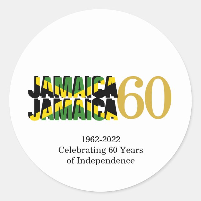 JAMAICA 60th Anniversary Independence Classic Round Sticker (Front)