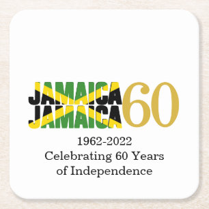 JAMAICA 60th Anniversary Independence Square Paper Coaster
