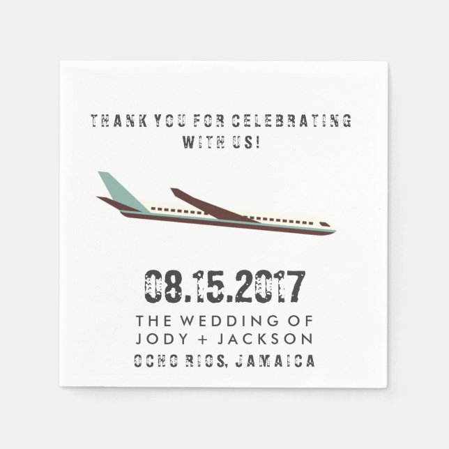 Jamaica Aeroplane Destination Wedding Napkins (Front)