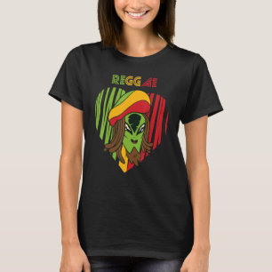 Jamaica Alien Reggae Heart Rasta Souvenir Rastafar T-Shirt