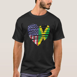 Jamaica American Grown Heart USA Patriot Heritage T-Shirt