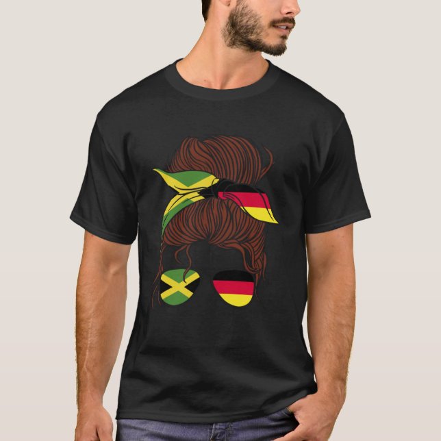 Jamaica and Germany Mix Half Jamaican half German T-Shirt (Front)