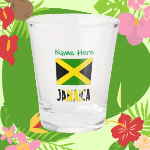 Jamaica and Jamaican Flag Green Personalisation  Shot Glass