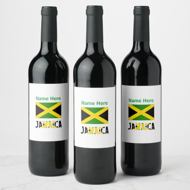 Jamaica and Jamaican Flag Personalised  Wine Label (Bottles)