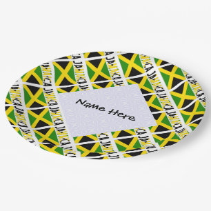Jamaica and Jamaican Flag Tiled Personalised  Paper Plate