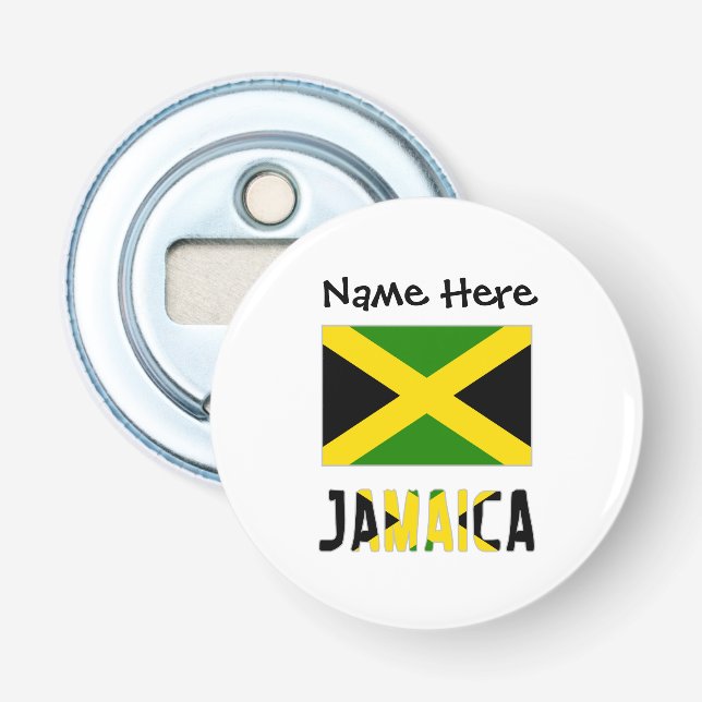 Jamaica and Jamaican Flag with Your Name Bottle Opener (Front)