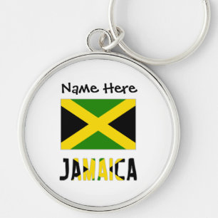 Jamaica and Jamaican Flag with Your Name Key Ring