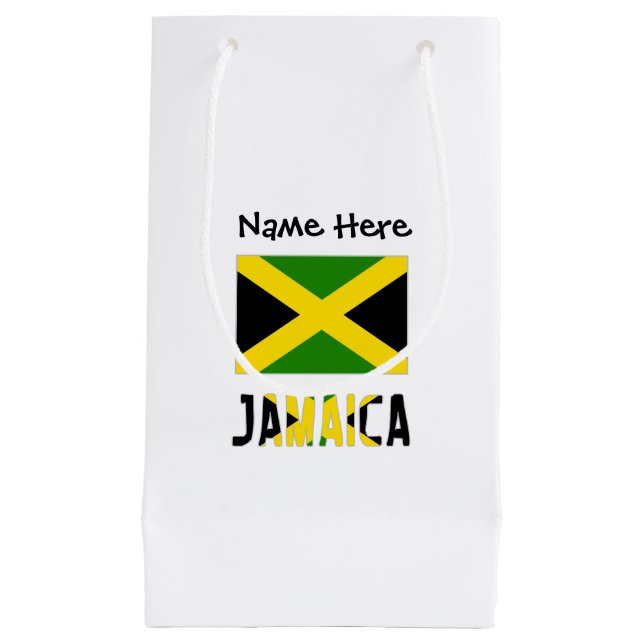 Jamaica and Jamaican Flag with Your Name Small Gift Bag (Front)