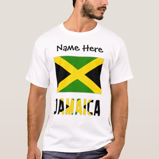 Jamaica and Jamaican Flag with Your Name T-Shirt (Front)
