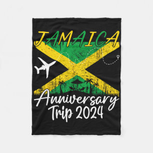 Jamaica Anniversary Trip Couple Summer Vacation Tr Fleece Blanket