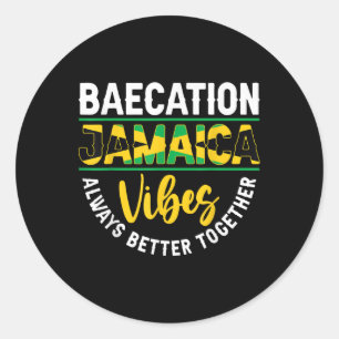 Jamaica Baecation Couples Trip Co Tee Unisex Adult Classic Round Sticker