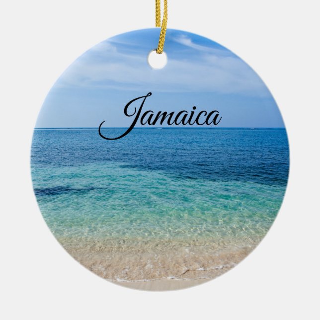 Jamaica Beach Ceramic Tree Decoration (Front)