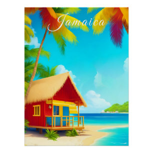Jamaica Beach Hut Travel Print