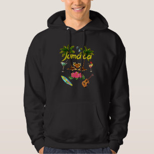 Jamaica Beach Summer Palm Surf Sun Set Palm Trees Hoodie