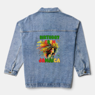 Jamaica Birthday Girl Matching Crew Travel Group Denim Jacket