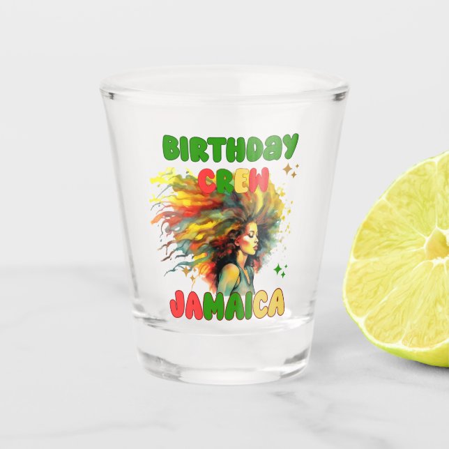 Jamaica Birthday Girl Matching Crew Travel Group Shot Glass (Front)