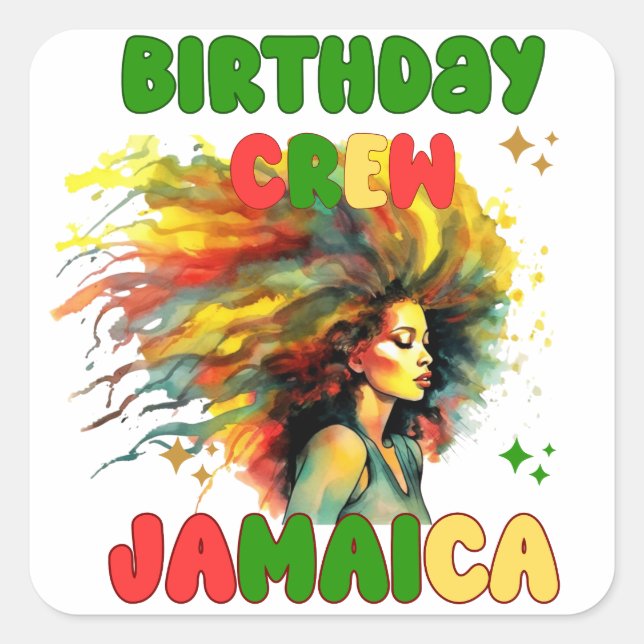 Jamaica Birthday Girl Matching Crew Travel Group Square Sticker (Front)