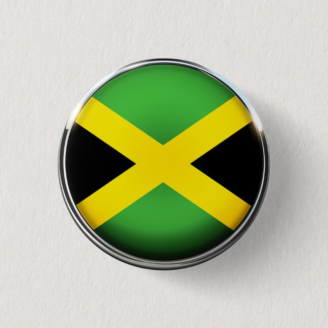 JAMAICA BLACK YELLOW GREEN FLAG 3 CM ROUND BADGE (Front)