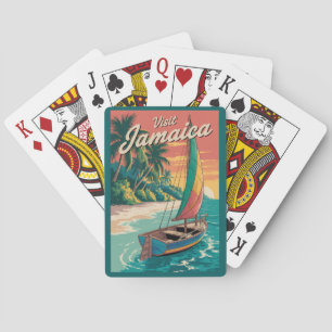 Jamaica Boat Illustration Travel Art Vintage Playing Cards