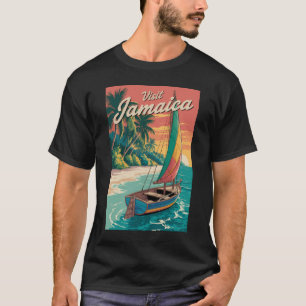 Jamaica Boat Illustration Travel Art Vintage T-Shirt