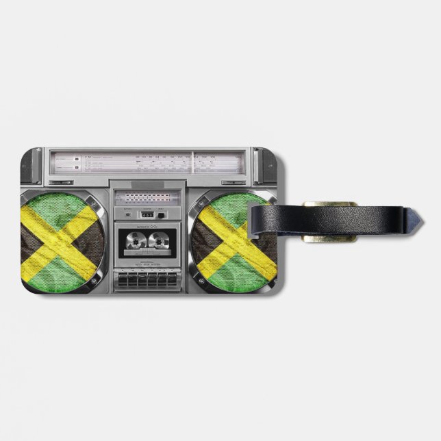 Jamaica boombox luggage tag (Back Horizontal)