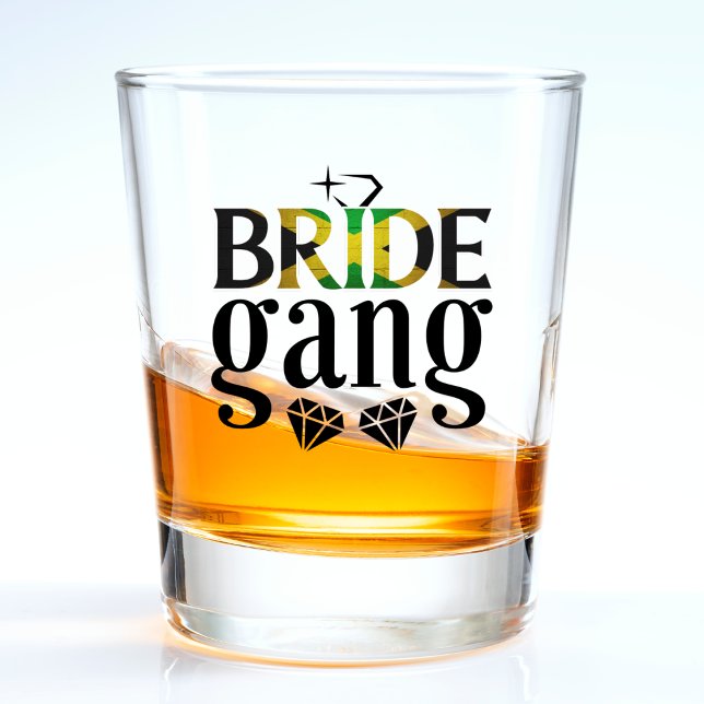 Jamaica Bride Gang Bridesmaids Bachelorette Party Shot Glass (Creator Uploaded)