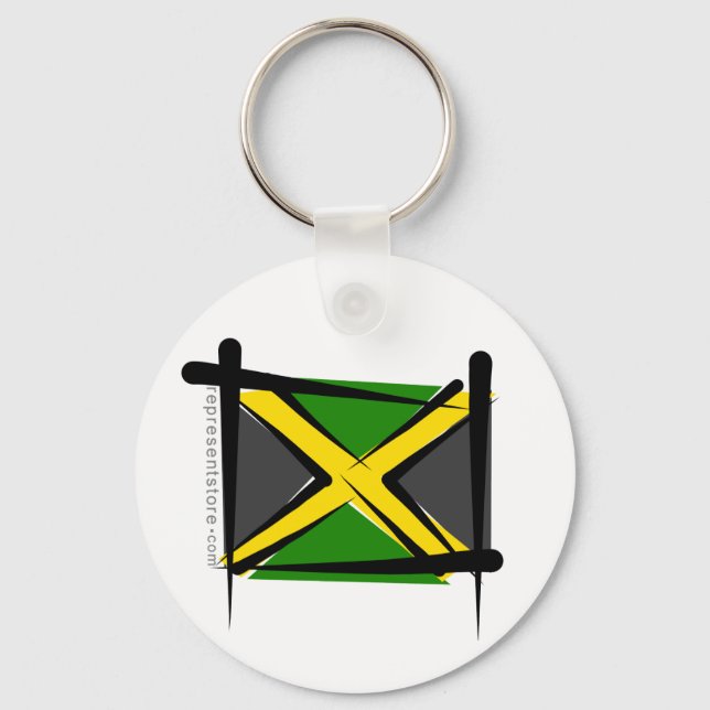 Jamaica Brush Flag Key Ring (Front)