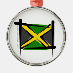 Jamaica Brush Flag Metal Tree Decoration