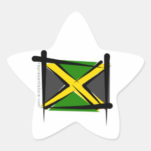 Jamaica Brush Flag Star Sticker