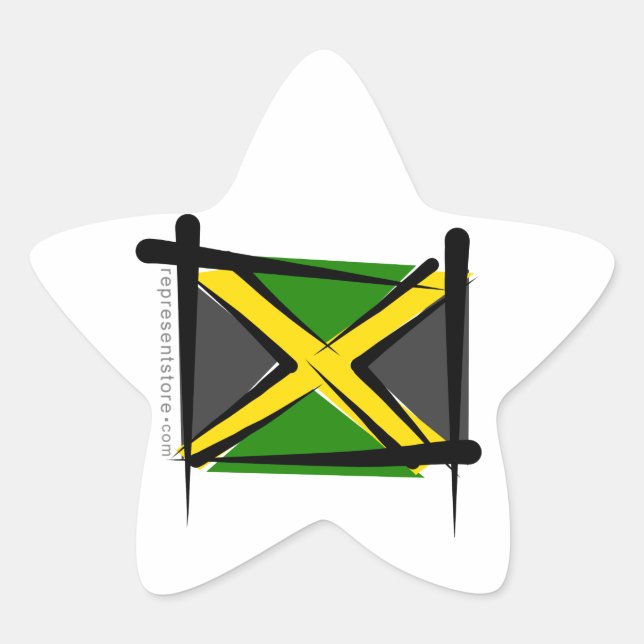 Jamaica Brush Flag Star Sticker (Front)