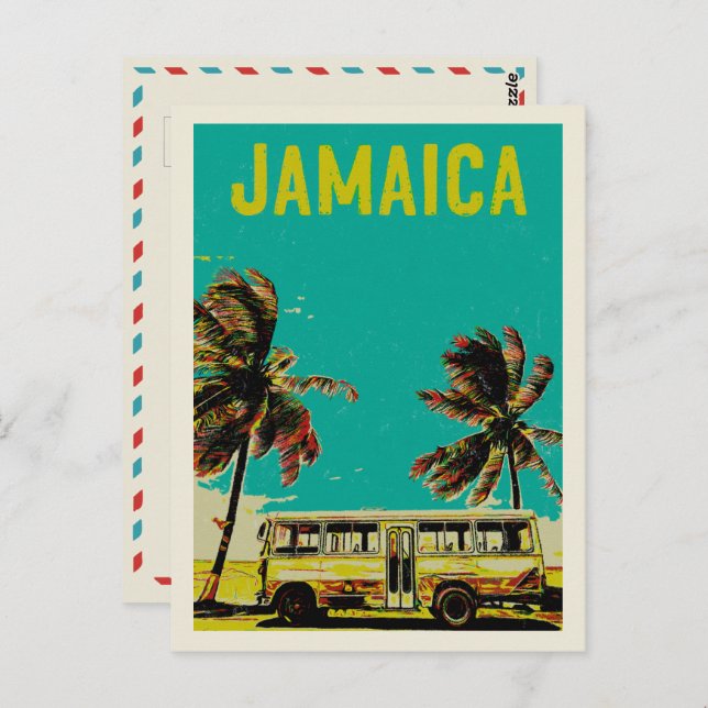 Jamaica, bus and palm trees postcard (Front/Back)