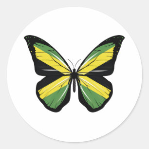 Jamaica Butterfly Flag Classic Round Sticker