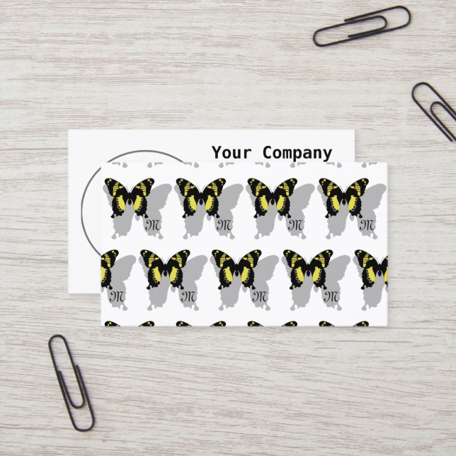 Jamaica Butterfly Shadow Monogram Business Card (Front/Back In Situ)